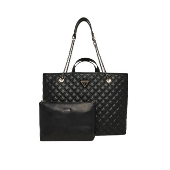 Borsa donna shopping media con catena + 2 manici corti Guess Giully Black