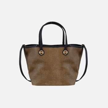 Borsa donna shopping piccolo Borbonese Op Naturale/Nero