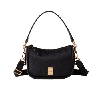 Borsa donna sottospalla media con doppia tracolla Borbonese Dark Black