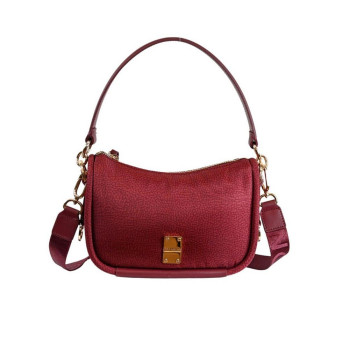 Borsa donna sottospalla media con doppia tracolla Borbonese Merlot