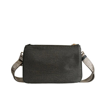 Borsa donna tracolla con zip sopra Borbonese Alloro