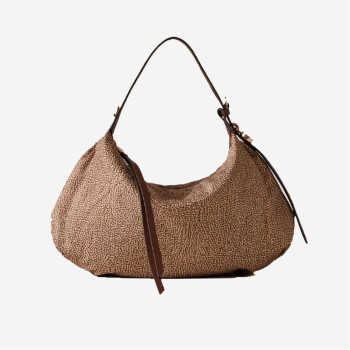 Borsa donna tracolla con zip sopra Borbonese Beige/Marrone