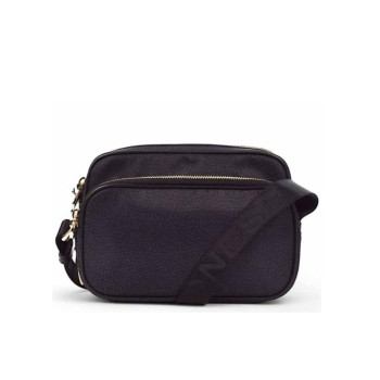 Borsa donna tracolla con zip sopra Borbonese Dark Black