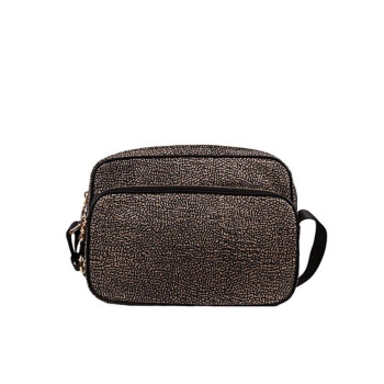 Borsa donna tracolla con zip sopra Borbonese Op Naturale/Nero