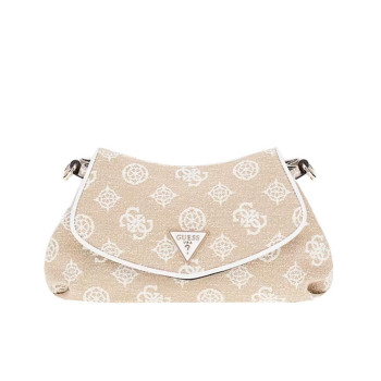 Borsa donna tracolla con patta Beyza Guess HWJG9627190-White Logo Valigeria-it