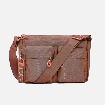 Borsa donna tracolla con zip sopra Mandarina Duck MD 20 Pecan Nut