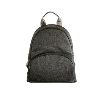 Borsa donna zainetto chiusura zip stondato con tasca anteriore Borbonese Alloro