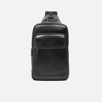 Borsello monospalla con portabilità a zaino Piquadro Blue Square Nero