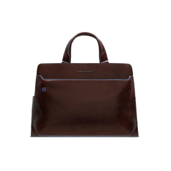 Cartella in Pelle Porta Computer Blue Square Mogano  Valigeria.it