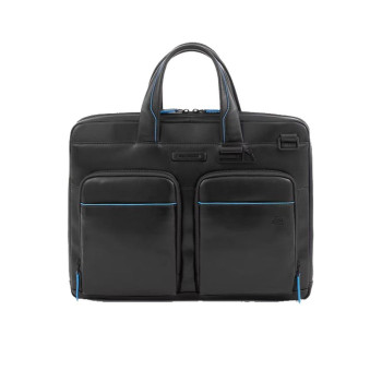 Cartella in Pelle Sottile Blue Square Revamp Piquadro Nero