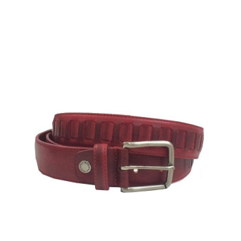 Cintura Uomo in Cuoio Cinture Deluxe 200100-Rosso