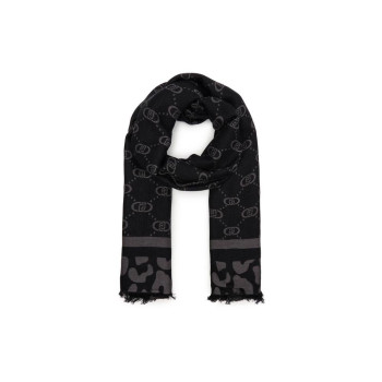 Folard stola jacquard monogram animalier Liu Jo Nero