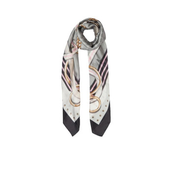 Foulard maxi striped tape 120x120 Liu Jo 2A5041T030022222-Nero Valigeria-it