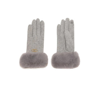 Guanti donna tessuto con polso in eco pelliccia Liu Jo Grigio Ghiaccio