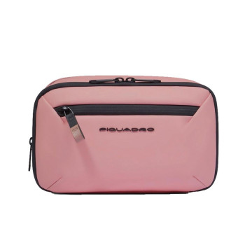 Necessaire 2 zip semplice resistente all'acqua Piquadro Corner 2.0 Rosa 