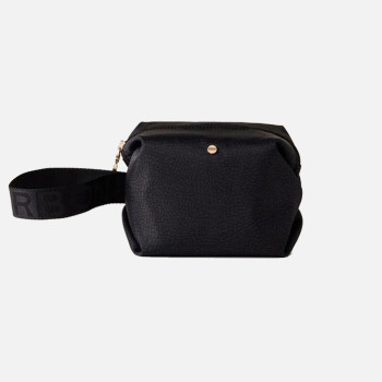 Pochette rettangolare con polsino tapiro classico Borbonese Dark Black