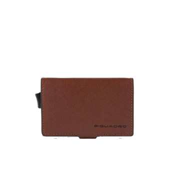 Porta Carte Credito Doppio Black Square Cuoio  Valigeria.it