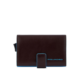 Porta carte di credito metal case doppio profilo Piquadro Blue Square Mogano