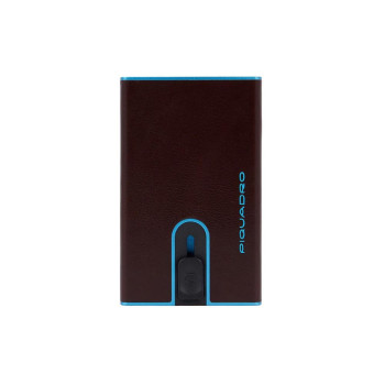 Porta carte di credito metal case semplice Piquadro Blue Square Mogano