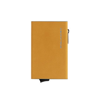 Porta carte di credito metal case con porta spicci Piquadro Blue Square Giallo