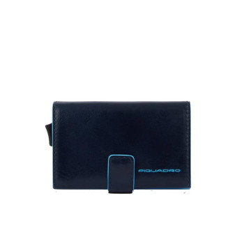 Porta Carte di Credito Semplice Blue Square Piquadro Blu2  Valigeria.it