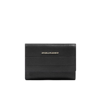 Portafoglio donna cerniare e patta piccolo Piquadro Nero