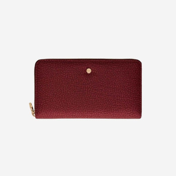 Portafoglio donna cerniera semplice grande ecosostenibile Borbonese Merlot