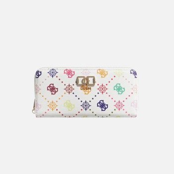 Portafoglio donna cerniera semplice grande Guess Emilie Logo Multi Logo