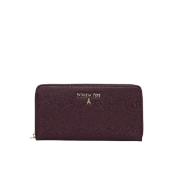 Portafoglio donna cerniera semplice grande martellata + lettere in rilievo Patrizia Pepe Purple Red