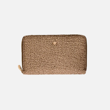 Portafoglio donna cerniera semplice medio Borbonese Beige/Marrone