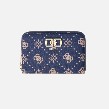 Portafoglio donna cerniera semplice medio Guess Emilie Navy Logo