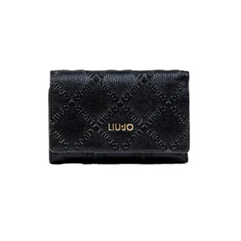 Portafoglio donna zip esterna sul retro con patta Liu Jo Caliwen Nero
