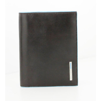 Portafoglio Uomo Piquadro | verticale con portamonete, portadocumenti e porta carte di credito | Linea Blue Square | PU1393B2 -nero