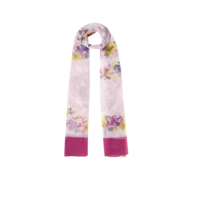 Foulard Stola Maxi Logo Flowers 90x180 Liu Jo 2A5038T030072624-Pink Berry | Valigeria-it