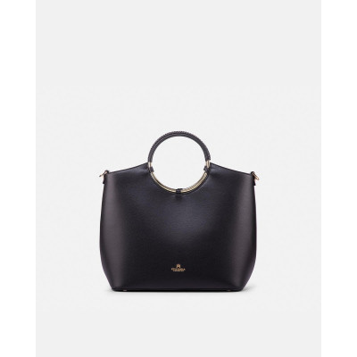 Borsa Donna Tote Bag Oblò In Vitello Palmellato Cuoieria Fiorentina Nero Valigeria.it