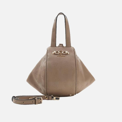 Borsa donna a mano con tracolla Guess Anise Dark Taupe Logo
