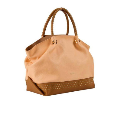 Borsa donna due manici grande M-Brc Albicocca C164-Cognac Valigeria-it
