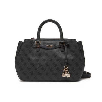 Borsa donna due manici con tracolla Guess Kathya Coal Logo