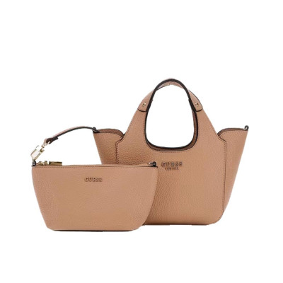 Borsa donna due manici Helina Mini Guess HWBG9640750-Beige Valigeria-it 