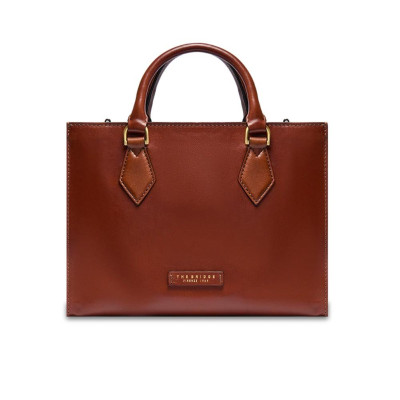 Borsa donna due manici squadrata chiusura zip The Bridge Ida Marrone/Oro