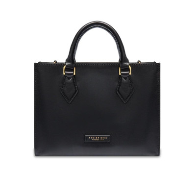 Borsa donna due manici squadrata chiusura zip The Bridge Ida Nero/Oro