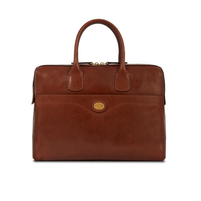 Borsa donna due manici doppia funzione porta computer The Bridge Marrone/Oro