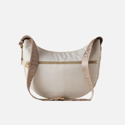 Borsa donna sacca piccola con tasca anteriore Borbonese White Cotton