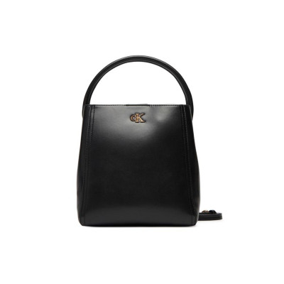 Borsa donna secchiello quadrato con manico corto + tracolla Calvin Klein Black