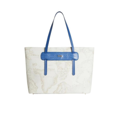 Borsa Donna Shopping Alviero Martini Prima Classe Geo White Blu Astrale