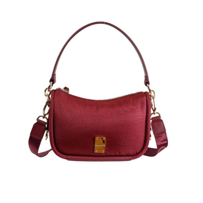 Borsa donna sottospalla media con doppia tracolla Borbonese Merlot