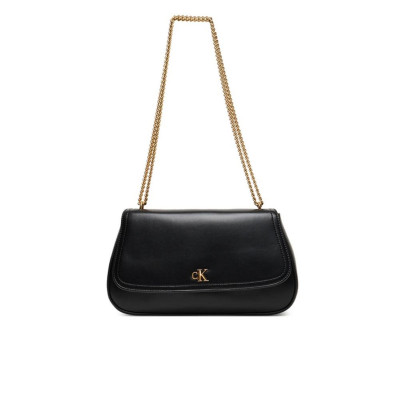 Borsa donna tracolla con patta con catena Calvin Klein Black