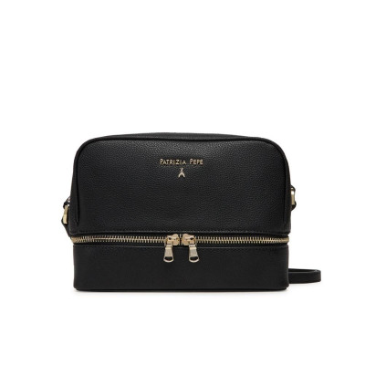 Borsa donna tracolla con zip sopra e sotto Patrizia Pepe Black