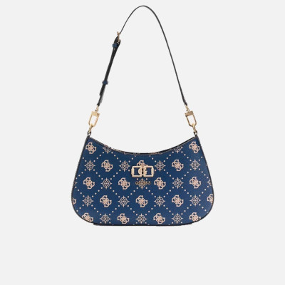 Borsa donna tracolla con zip sopra Guess Amilie Logo Navy Logo