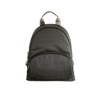 Borsa donna zainetto chiusura zip stondato con tasca anteriore Borbonese Alloro